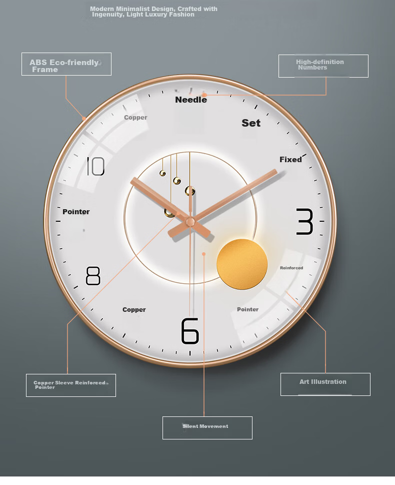 Pengchuang Radio-Controlled Clock with Automatic Time Synchronization, Modern Light And Shadow Art Living Room Wall Clock, Home Quartz Simple Luxury Wall Clock 3