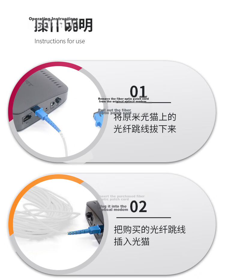 EB-LINK Engineering Telecom-Grade Fiber Optic Extension Cable, Pre-Buried Fiber to Home Line, 20 Meters, SC-SC Single Mode Single Core Large Square Head, for Home Use, Compatible with China Telecom And Mobile Broadband Networks 1