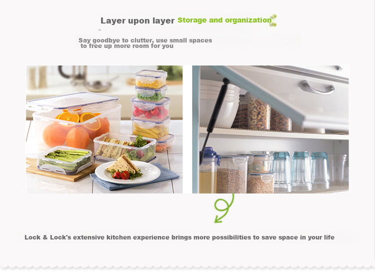LOCK&LOCK Plastic Sealed Food Storage Containers Set, Kitchen Freezer Food Preservation Storage Box, 7-Piece Set 8