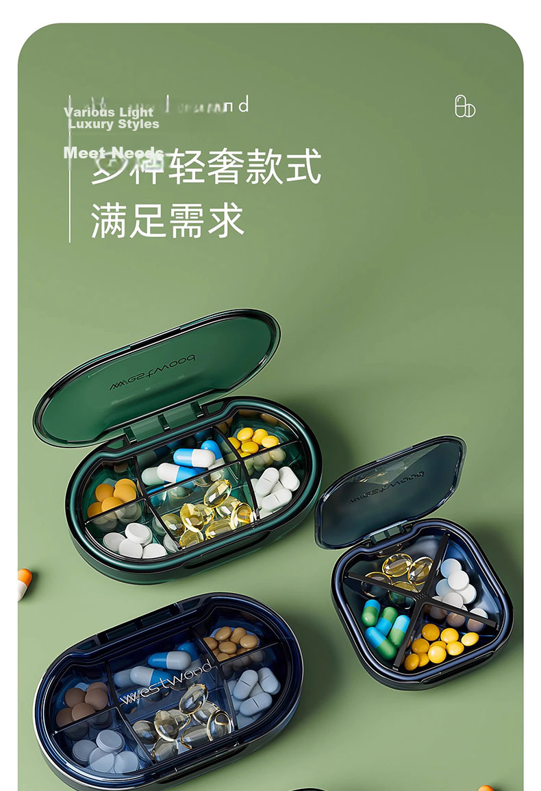 Westwood Portable Weekly Pill Box Sealed Moisture-Proof Travel Quick-Relief Heart Pills Supplement Storage Organizer 3