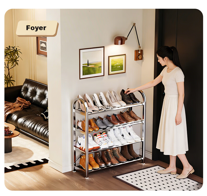 Yicai Nianhua Stainless Steel Thickened Simple Shoe Rack Multi-layer Household Economical Dormitory Door Shoe Cabinet 1107-SR 26
