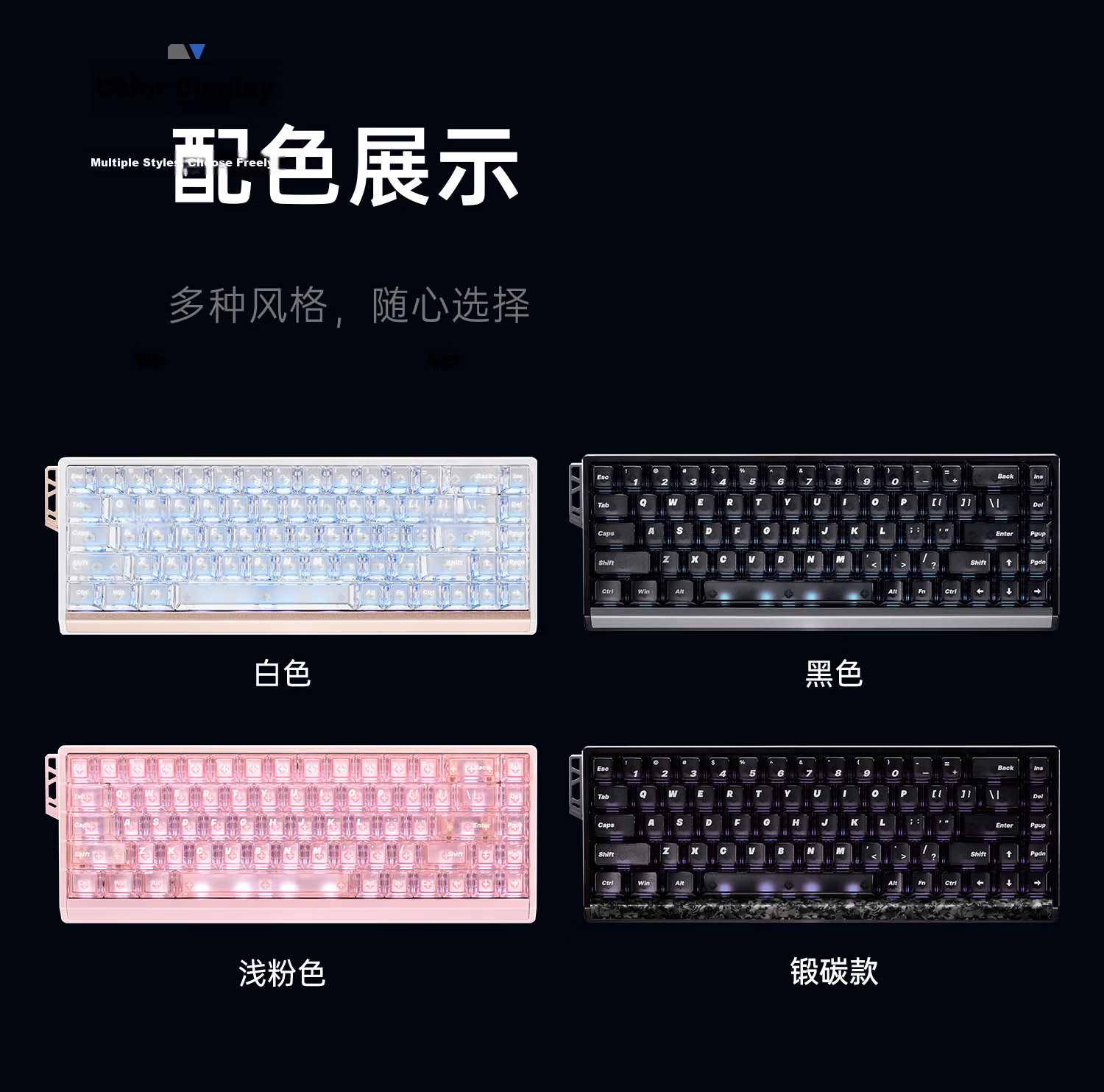 ATK68RX Magnetic Switch Keyboard Wired Single Mode Customized Esports Valorant Foggy Transparent Keycaps RT Mode 68-Key Gaming Office Mechanical Keyboard Pink - Mixed Yuan Switches 15