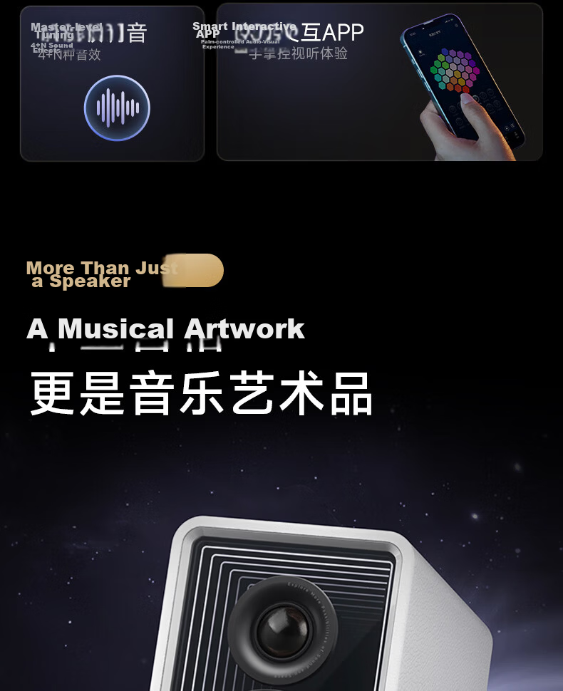 Manbuzhehuazai Halo 2.0 Abyss Monitoring Speaker, Bluetooth Computer Speaker, Desktop Speaker, HIFI-Grade Sound Quality, TV Speaker, Living Room Speaker, Poxiaobai 4