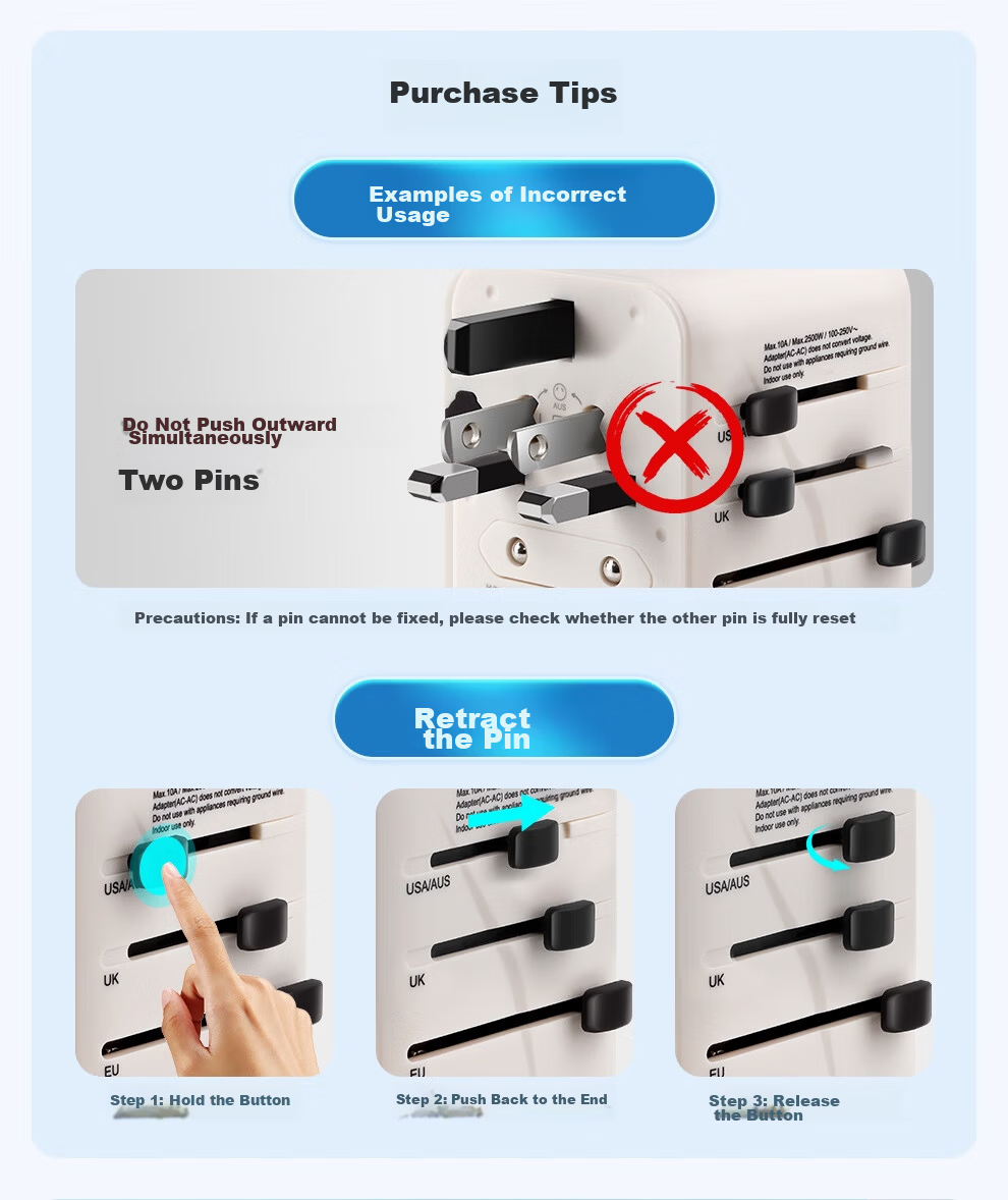 Jingxuan JINGDONG, Own Brand, Global Multi-Country Travel Adapter Plug, Universal for Overseas Travel/Study Converter, Suitable for UK/EU/Australia/Japan/Hong Kong Standards 1