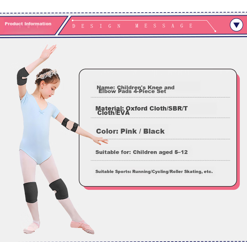 Chidong Children's Knee Pads Breathable Sports Jump Rope Knee Protection for Basketball, Dance, Students, Roller Skating, Anti-Collision Kneeling Guard, Black 5