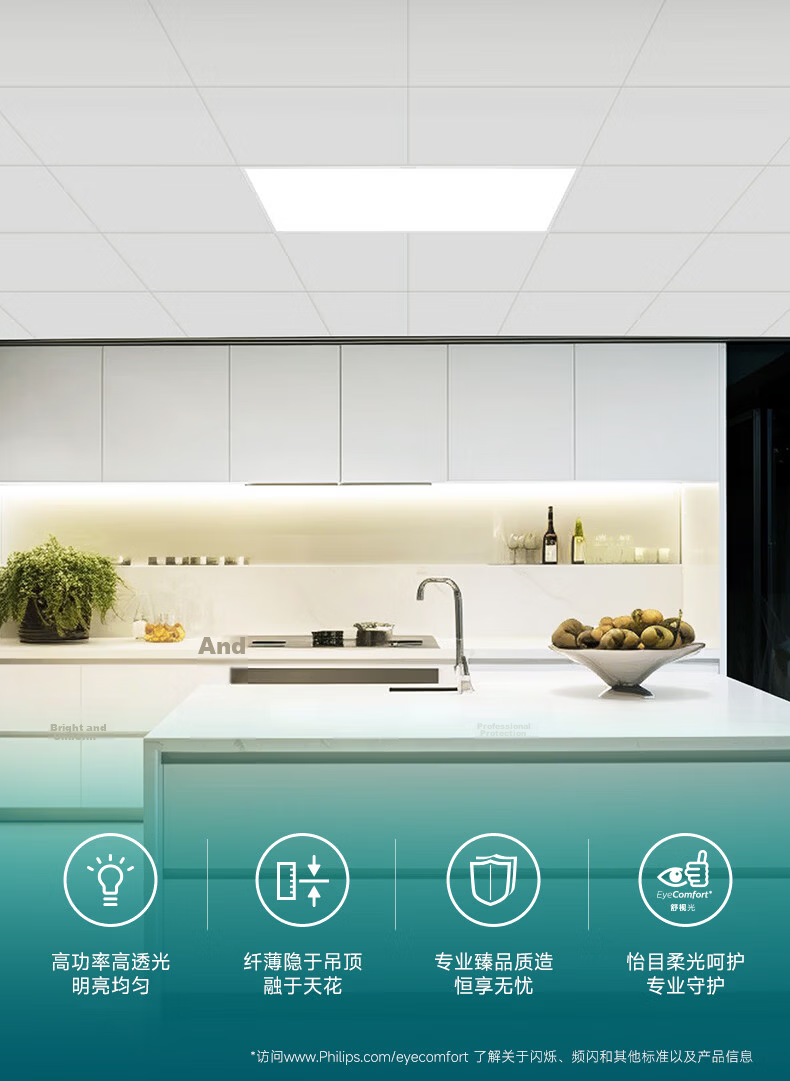 PHILIPS LED Integrated Ceiling Panel Light Aluminum Buckle Plate Light Fixture [IP40 Full Spectrum] 18W White Light 6000K 300x300mm 2