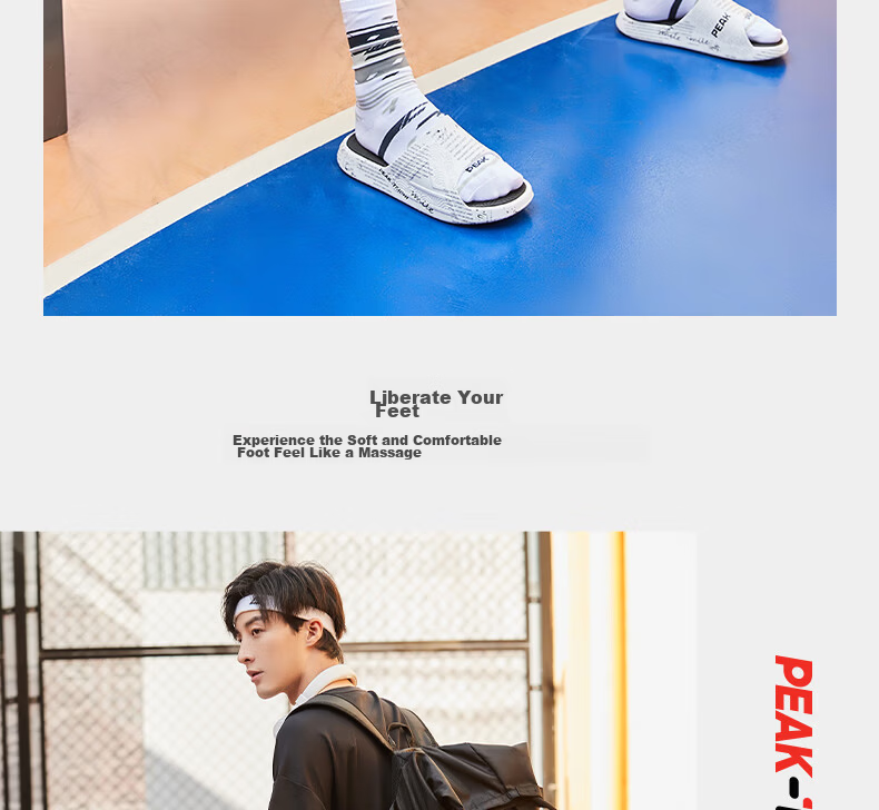 PEAK Taiji Slippers for Men And Women, Summer Sandals, Sports Non-Slip Beach Shoes, Comfortable Casual Shoes with Squishy Feel E92037L 19