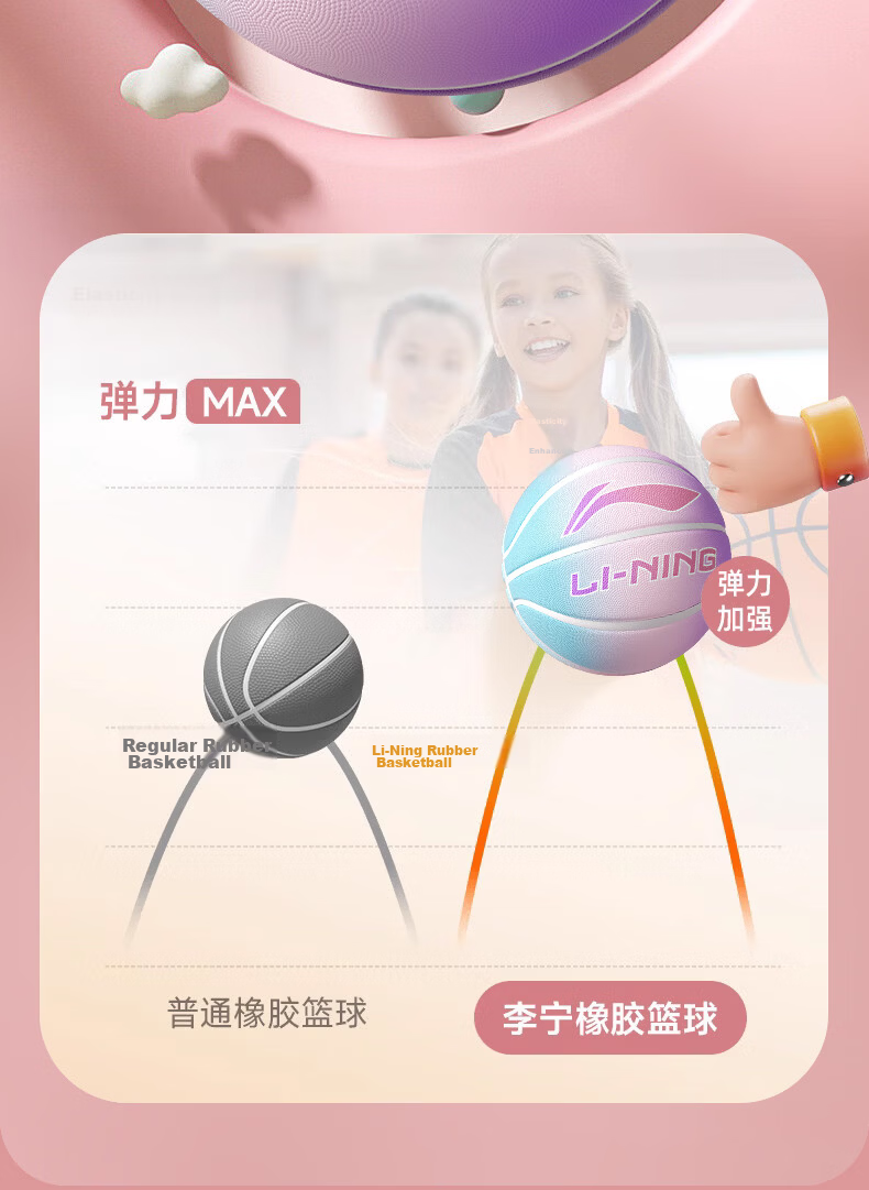 Li-Ning Kids Basketball Size 5 Outdoor Cement Court Wear-Resistant Non-Slip Training Youth Size 5 Basketball 11