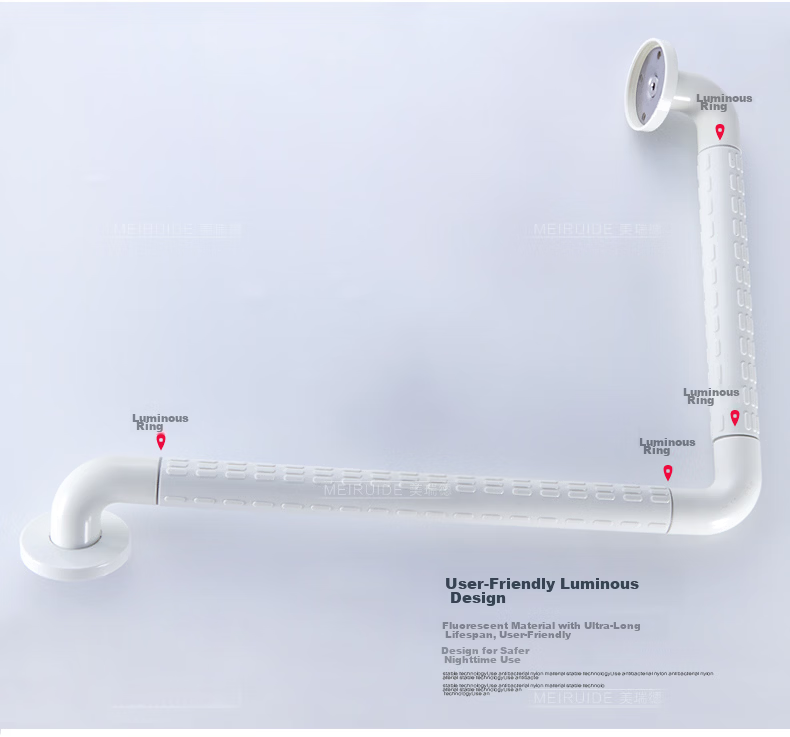 Meiruide Bathroom Handrail, Shower And Toilet Non-Slip Handle, Wall-Mounted, Elderly-Friendly, L-Shaped Handrail, 8213-W64 12