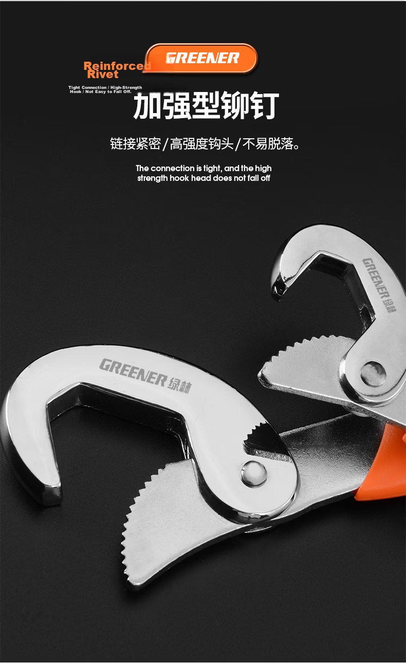 GREENER Wrench Set Household 2-Piece Pipe Pliers Universal Adjustable Wrench Multifunctional Open-End Plumbing Tool 8