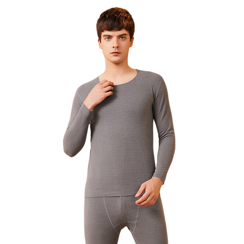 Hodohome Antibacterial Thermal Underwear for Men, German Velvet Seamless Cuttable AB-Sided Autumn Top And Pants Double-Sided Brushed Thin Fleece Set