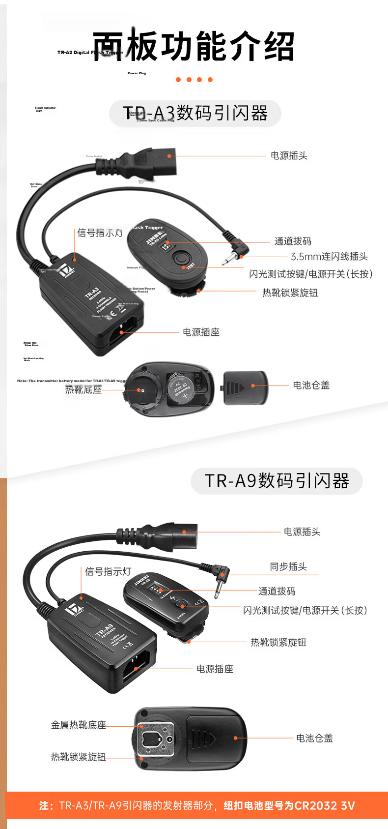JINBEI Digital Flash Trigger Studio Flash 2.4GHz Wireless Transmitter Universal DSLR TR-A9 Transmitter 5