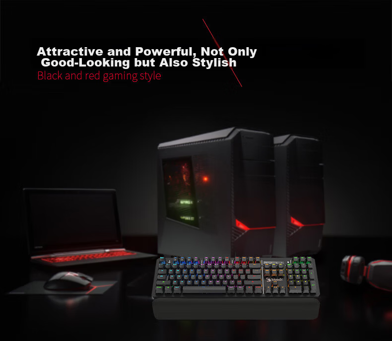 A4TECH B975 104-Key Mechanical Wired Gaming Keyboard Bloodhand Ghost Optical Switch Gunshot Edition Black 3