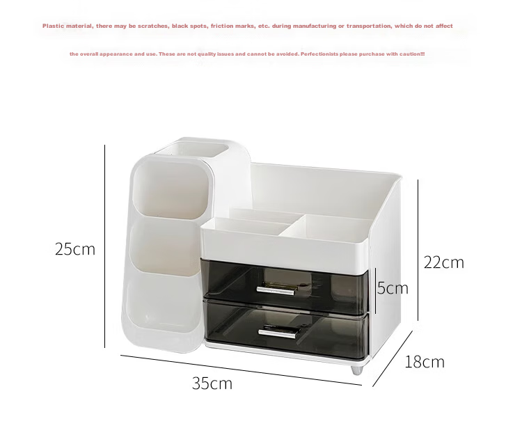 EACHY Qixi Festival Gift Cosmetic Storage Box Desktop Dustproof Large Capacity Dressing Table Skincare Organizer - Cream Yellow 15