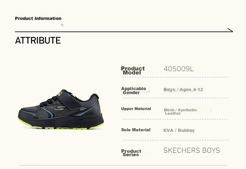 Skechers, Skechers Leopard Running Shoes for Boys, Sports Shoes with Shock Absorption, Big Kids' Running Shoes, Velcro Casual Shoes, 405009L 17