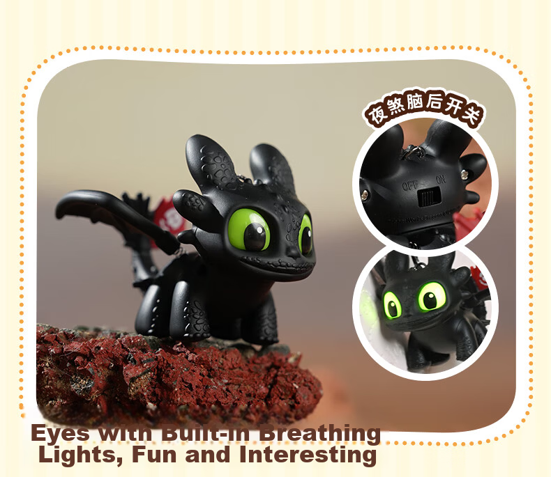POTDEMIEL JD Best Seller How to Train Your Dragon Toothless Night Fury Glowing Wings Action Figure Backpack Pendant 3