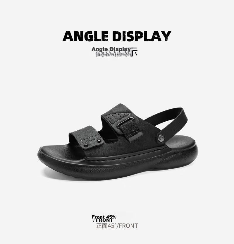 CARTELO Summer 2026 New Men's Leather Breathable Sandals Outdoor Slippers Odor-Free Beach Shoes K902 Black Size 40 10