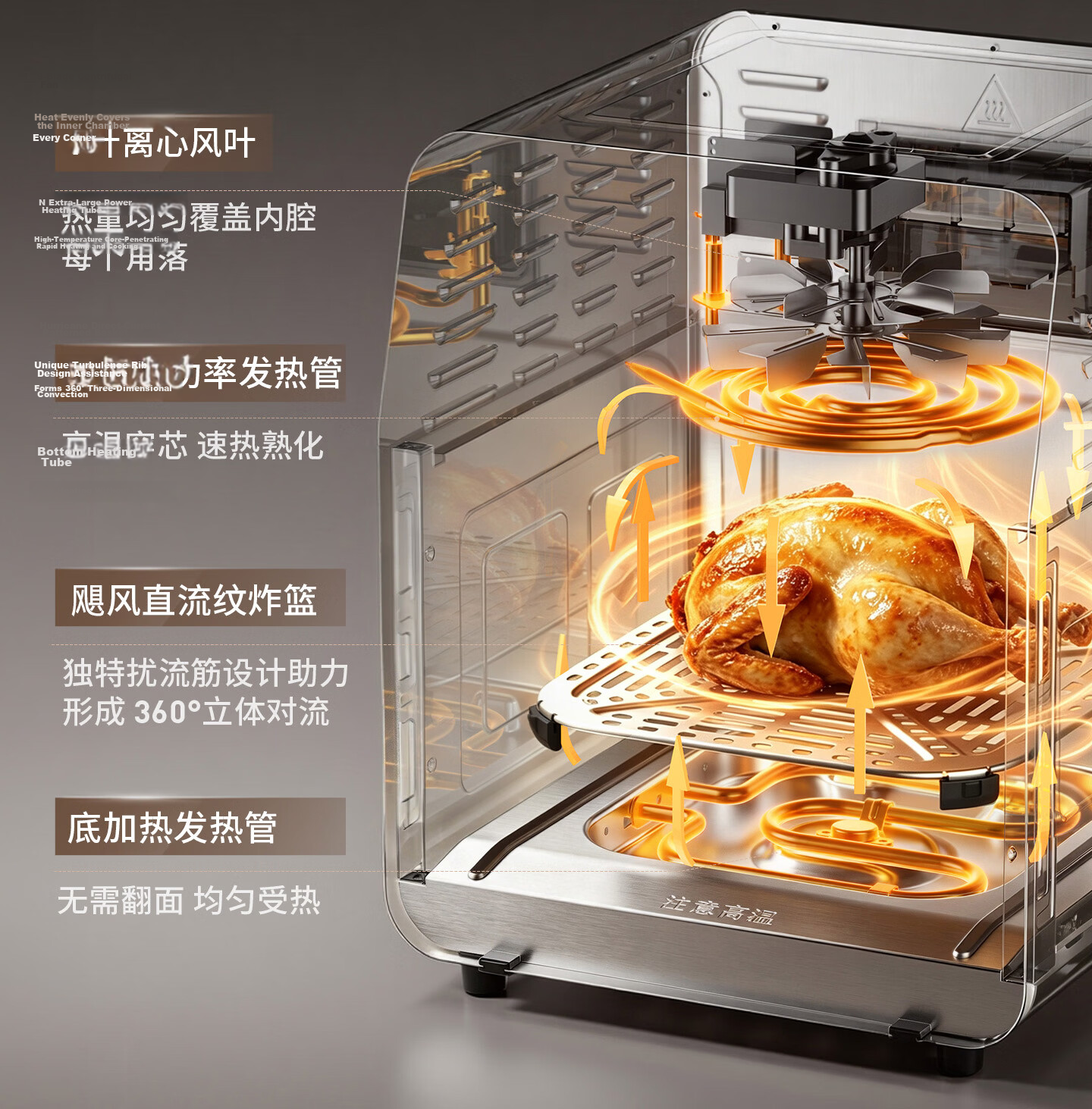 Joyoung Air Fryer, Non-Coated Stainless Steel, Dual Heating Sources, Roasting without Flipping, 6L Large Capacity, Visible Full Metal Interior, Grilling, Multifunctional KL60-V317Y 31