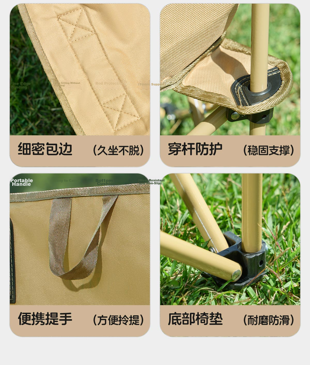 CAMEL Outdoor Camping Folding Chair Fishing Art Sketching Beach Recliner Lazy Moon Chair 174BL03626 Black 12