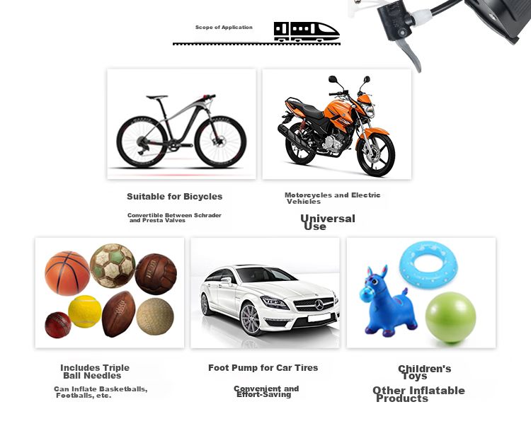 Ounai Foot Pump High Pressure Bicycle Electric Motorcycle Car Portable Pedal Inflator 10
