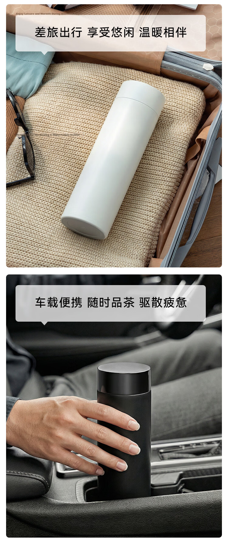 JD Jingzao Insulated Water Bottle Men Women Children Coffee 316L Stainless Steel Seamless Liner White 500ml 11