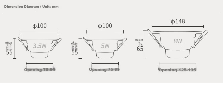 FSL Foshan Lighting LED Recessed Downlight Corridor Entrance Ceiling Light 6W 3-Inch White Light 6500K All White 7