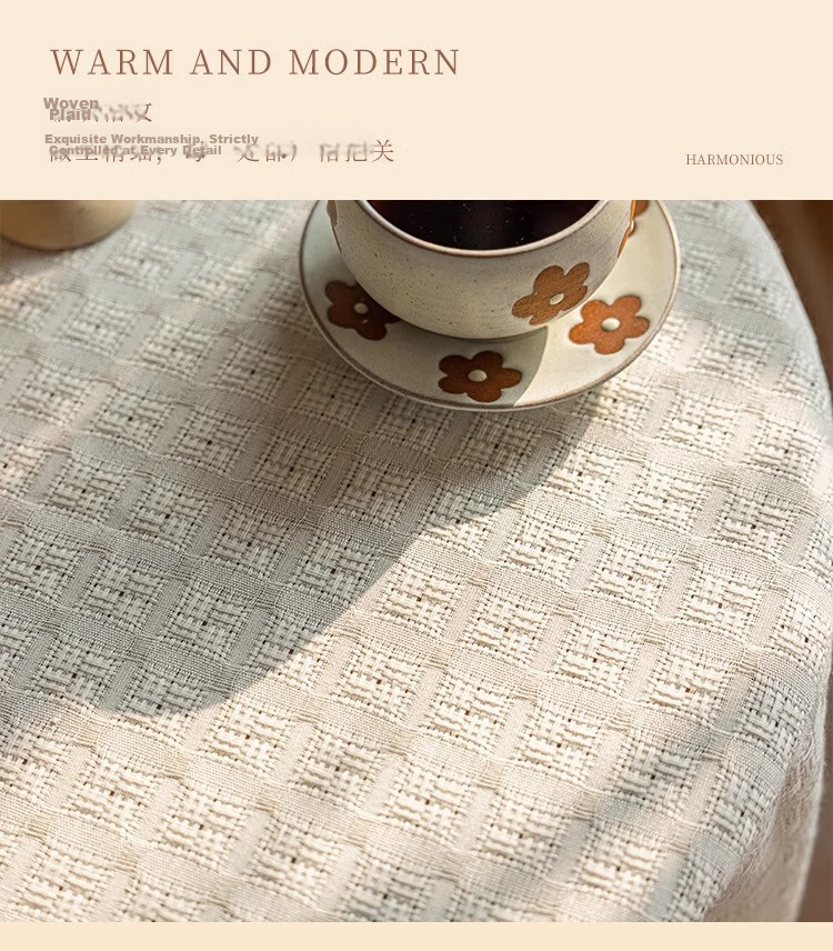 Yinshang French Style Ins Japanese Tassel Round Tablecloth Luxury Modern Round Coffee Table Cover 6