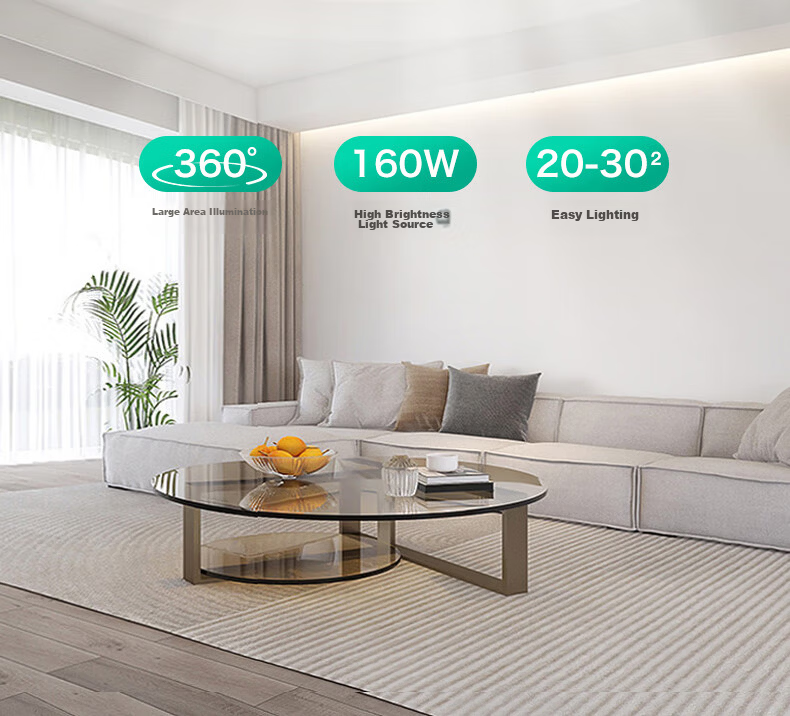MICOE Eye Protection Lighting LED Ceiling Light for Living Room, High Color Rendering Index, Anti-Blue Light, Zhongshan Lighting White Jade Series 17