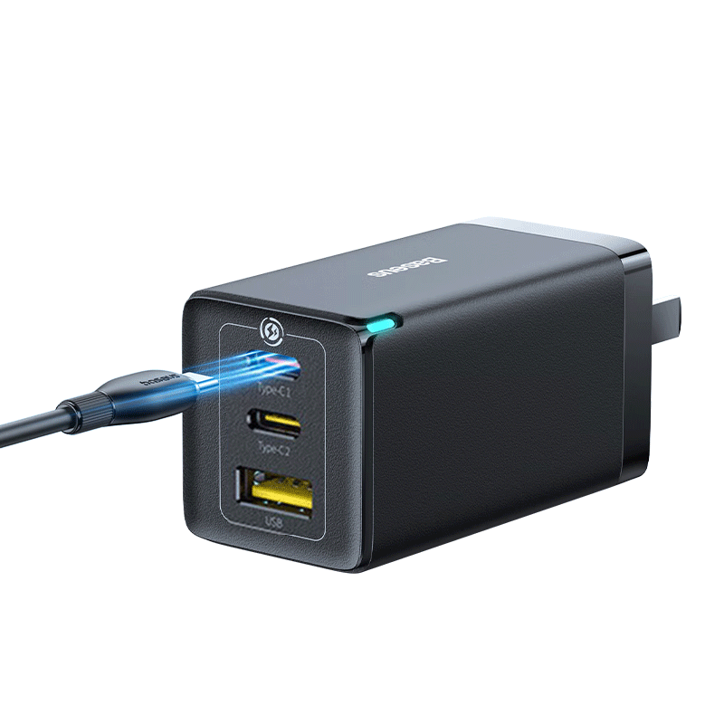 Baseus 65W GaN Charger Set Multi-Port Type-C Fast Charger Compatible with Apple 17/16, Samsung, Huawei PD45W Mobile Phone MacBook Pro Laptop with Cable