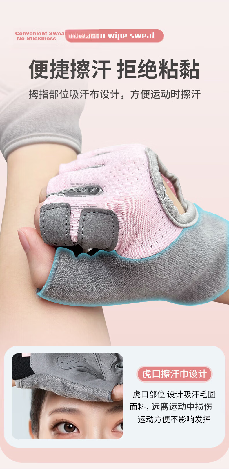 Li-Ning Women's Fitness Gloves Half-Finger Cycling Sports Dumbbell Anti-Slip Breathable Durable Training Equipment Callus Protection 9