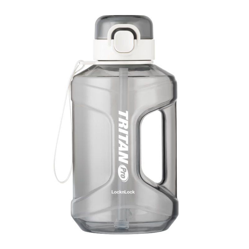 LOCK&LOCK Small Reservoir Large Capacity Plastic Sports Water Bottle Outdoor Cold Water Jug with Measurement Handle Unisex Cup 1.6L Gray