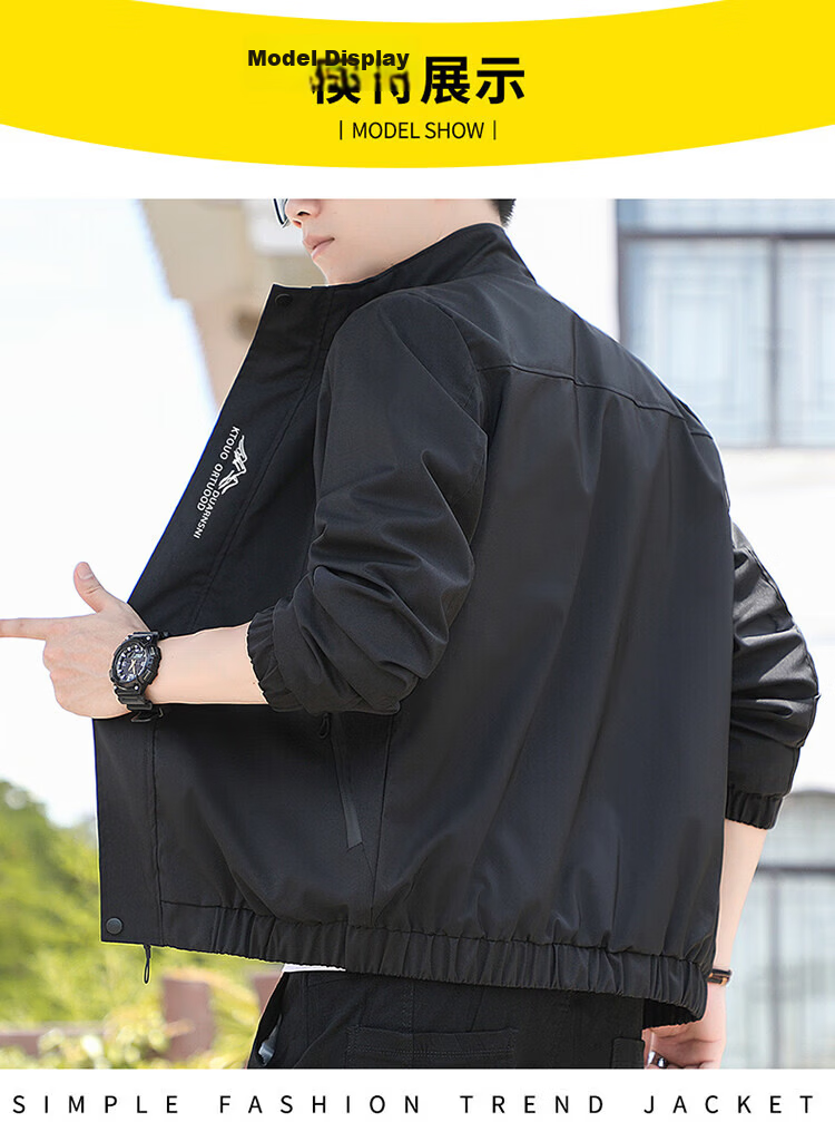 TUCANO Men's Spring Autumn Stand Collar Windproof Solid Color Casual Fashion Versatile Jacket Dark Gray L 9