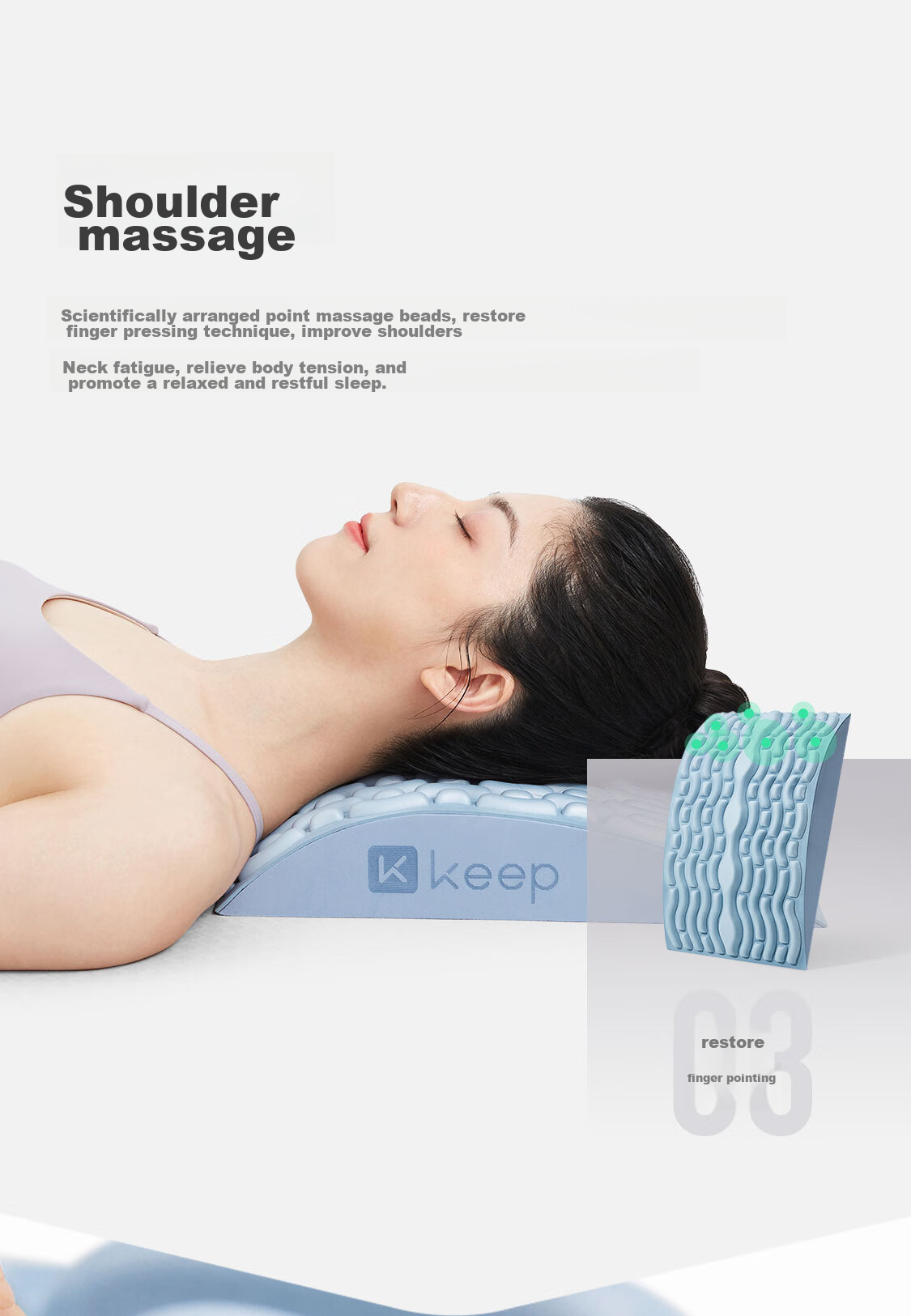 Keep Lumbar Support, Waist Massager, Cervical Spine Massager, Yoga Back Opener, Waist Brace Pad, Blue 7