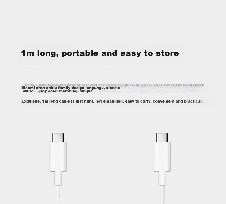 MI Original USB-C Data Cable, 100cm, 6A Charging Cord, White, Compatible with USB-C Port, for Phones And Game Consoles, Charging Xiaomi Redmi/K70 9