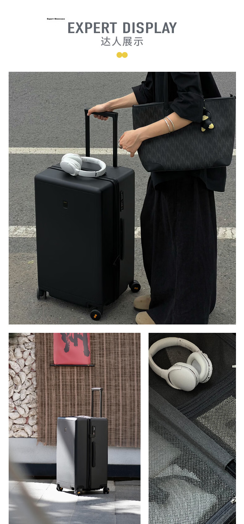 LEVEL8 20-inch Carry-on Luggage Unisex Student Travel Suitcase Spinner Trunk with TSA Lock Black 14