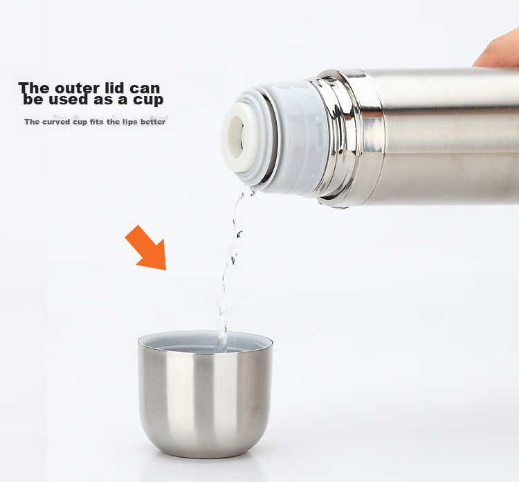 MAXCOOK Vacuum Insulated Bottle 304 Stainless Steel Water Cup 500ml Outdoor Portable Tea Cup Natural Silver MCBE-ZK500 8
