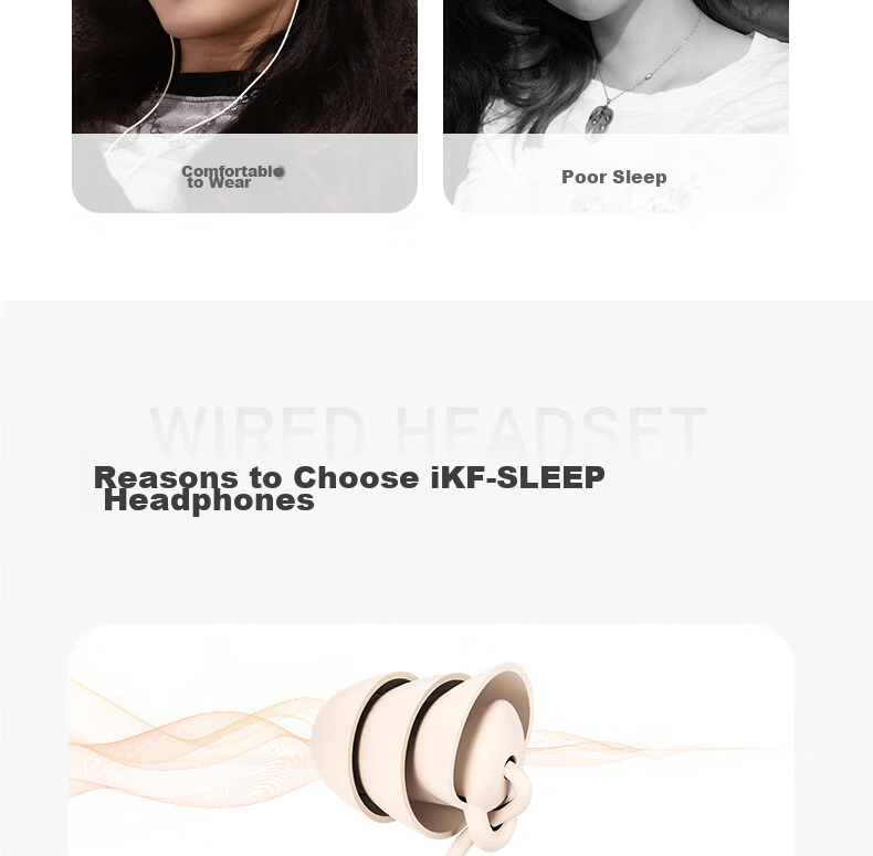IKF Sleep Wired In-Ear Sleep Headphones Side Sleep Noise Cancelling Soft Earphones with Mic 3.5mm for Apple Android Yunyan White 5