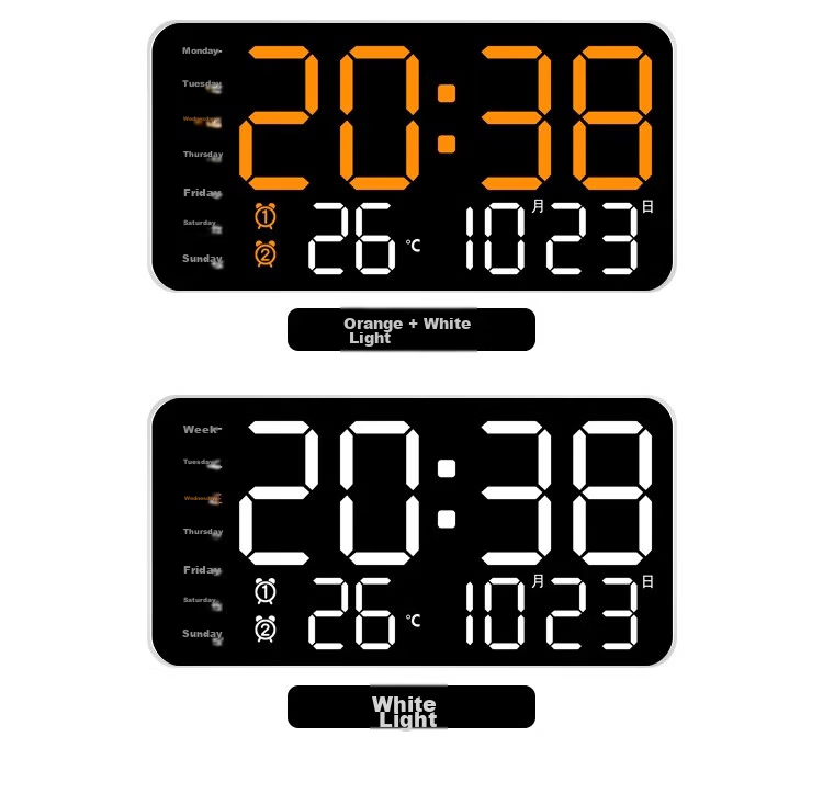 BBA Electronic Clock, Desktop TV Cabinet Clock, Tabletop LED Digital Living Room Wall-Mounted Smart Alarm Clock, 6659 Blue 8