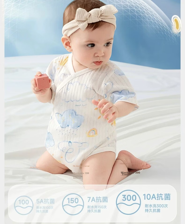 Aibedila Baby Romper Spring Summer Short Sleeve Newborn Cotton Mesh Back Bodysuit 8