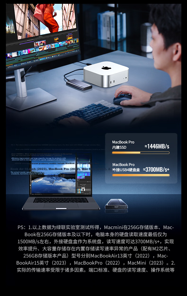 UGREEN USB4 M.2 NVMe External Hard Drive Enclosure, 40Gbps, Compatible with Thunderbolt 3/4, Suitable for Apple Mac Mini Laptop SSD External Solid State Drive 22