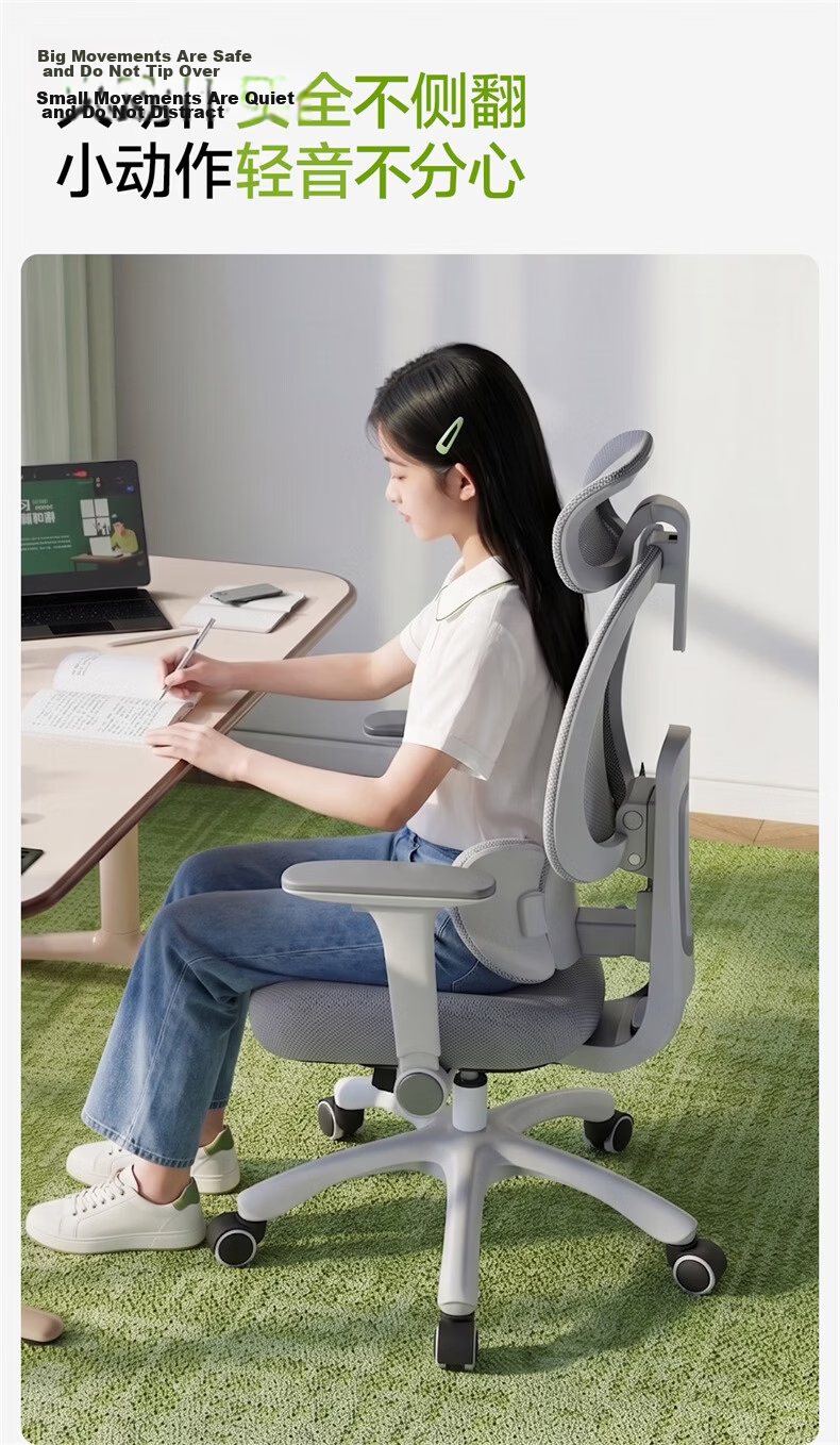 Xige E9 Study Chair Student Desk Computer Chair Ergonomic Seat for High School Students Age 12-18 Home Use 31