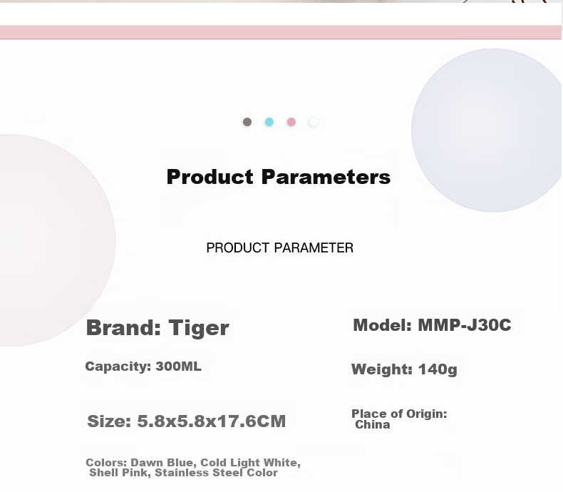 TIGER Stainless Steel Vacuum Insulated Water Bottle MMP-J30C-WL 300ML Cool White Teacher's Day Gift 15