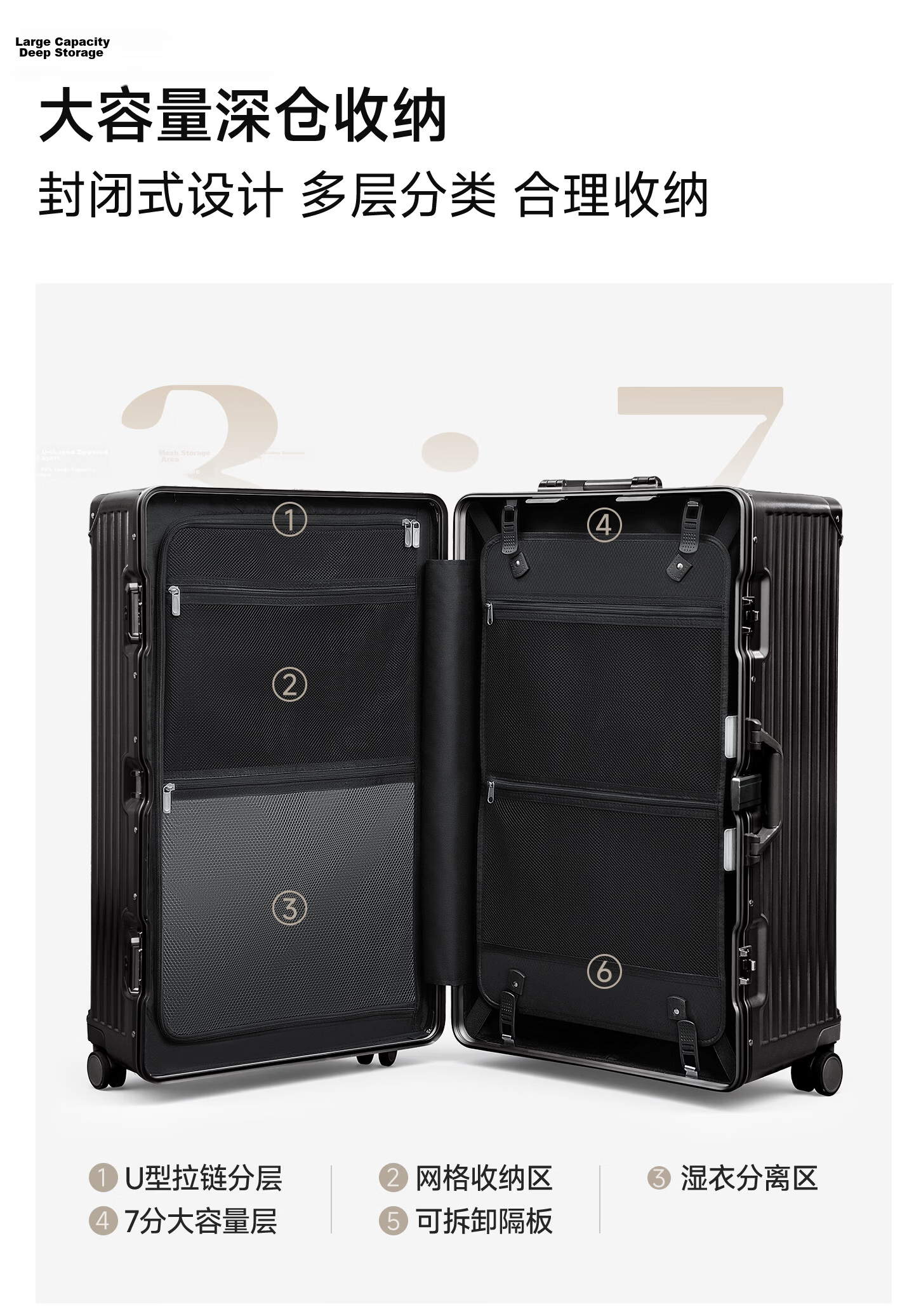 DTA Luggage Suitcase for Men And Women, Extra Large Capacity, Carry-On Travel Trolley Case, Student Password Lock Suitcase, Gunmetal Gray, 26 Inches 5