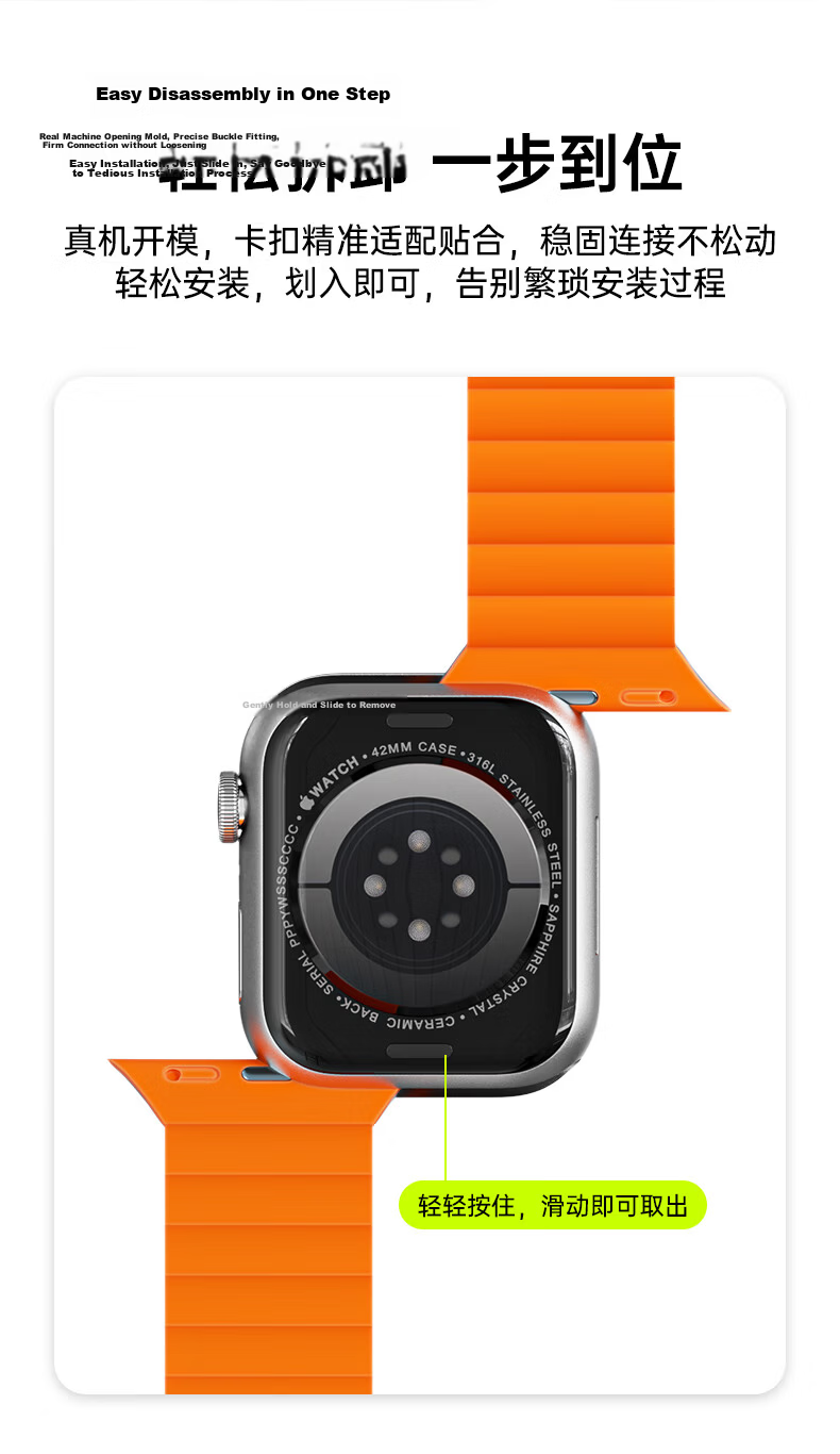 CangHua Compatible with Apple Watch S11 Band, Apple Watch S10/SE3/2/ultra3 Silicone Magnetic Strap, IWatch S9/S8/S7/S6 Dual Color Strap 9