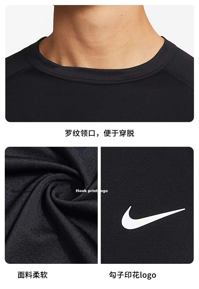 Nike Men's Spring Summer Short Sleeve Crew Neck T-Shirt Sports Casual Simple Fashion DV9816-010 Black S 5