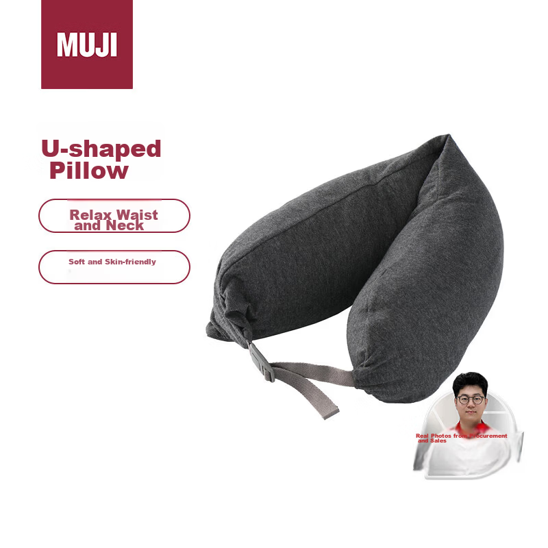 MUJI Comfortable Neck Pillow Nap U-Shaped Travel Office Headrest Cushion Navy Blue