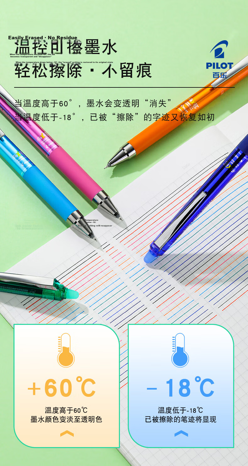 PILOT FriXion Clicker Erasable Gel Pen LFPK-25S4-B Black Single Pen for Students and Office Use 3