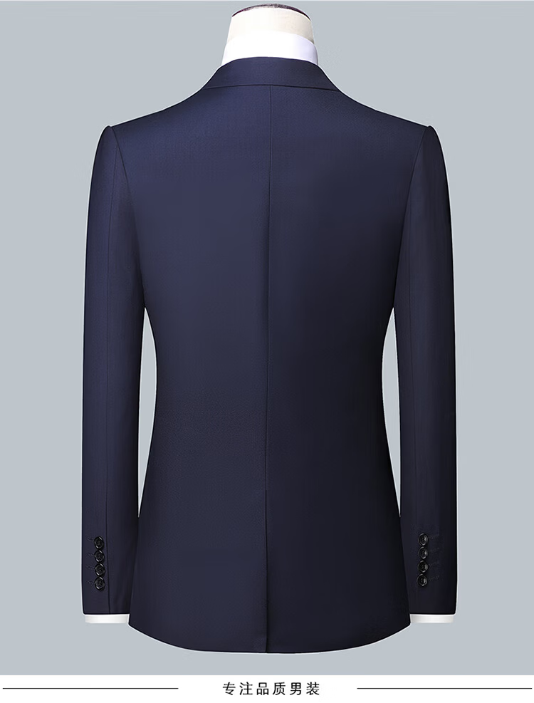 ROMON Men's Suit Set, Small Suit Jacket, Professional Formal Wear, Slim Fit Casual Groomsman Suit, Navy Blue 6XL 15