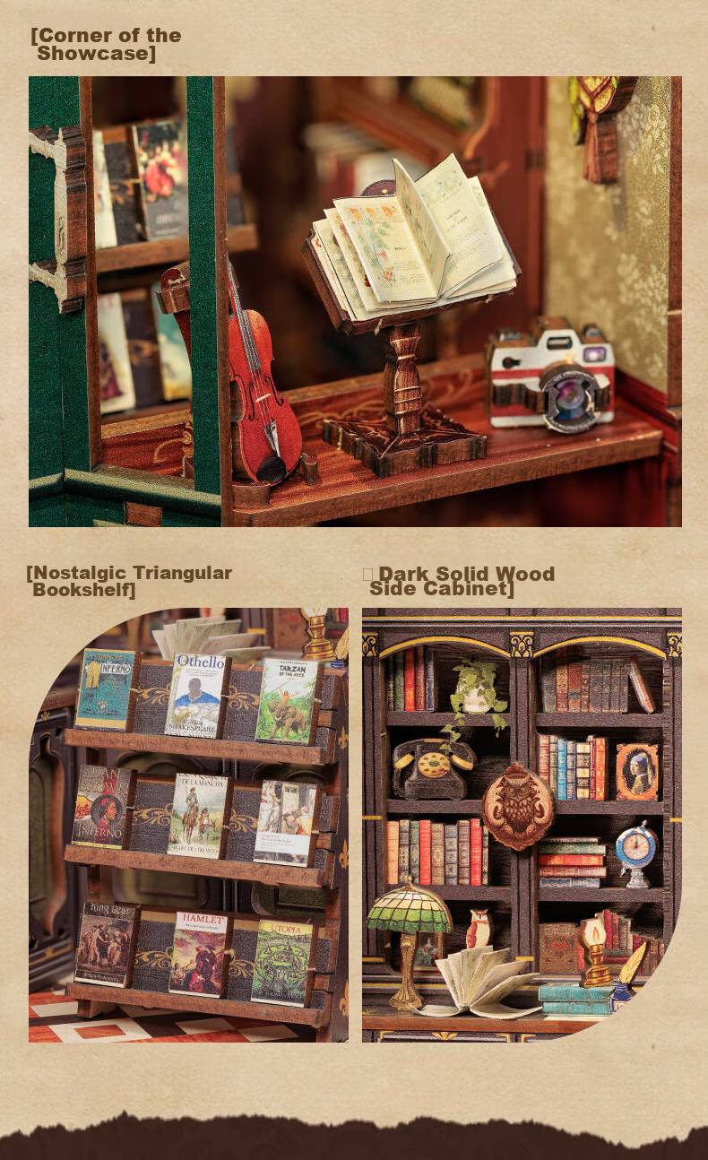 Cutebee [Birthday Gift] Bookstore Memories DIY Dollhouse, Exquisite Building Blocks Puzzle, Gift for Boys And Girls on Their Birthday 6