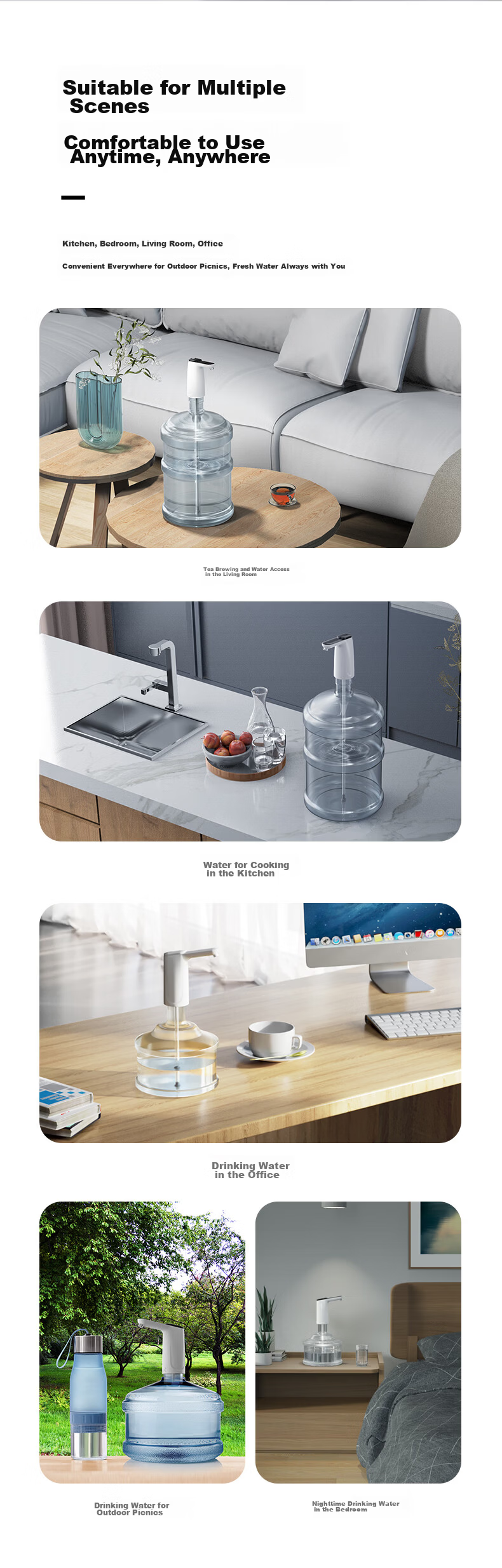 Midea Water Dispenser Home Drinking Water Machine Bottled Water Pump Electric Water Press Pump Rental Recommended Dormitory Water Bucket Pump QT001 [Food Grade Material] 14